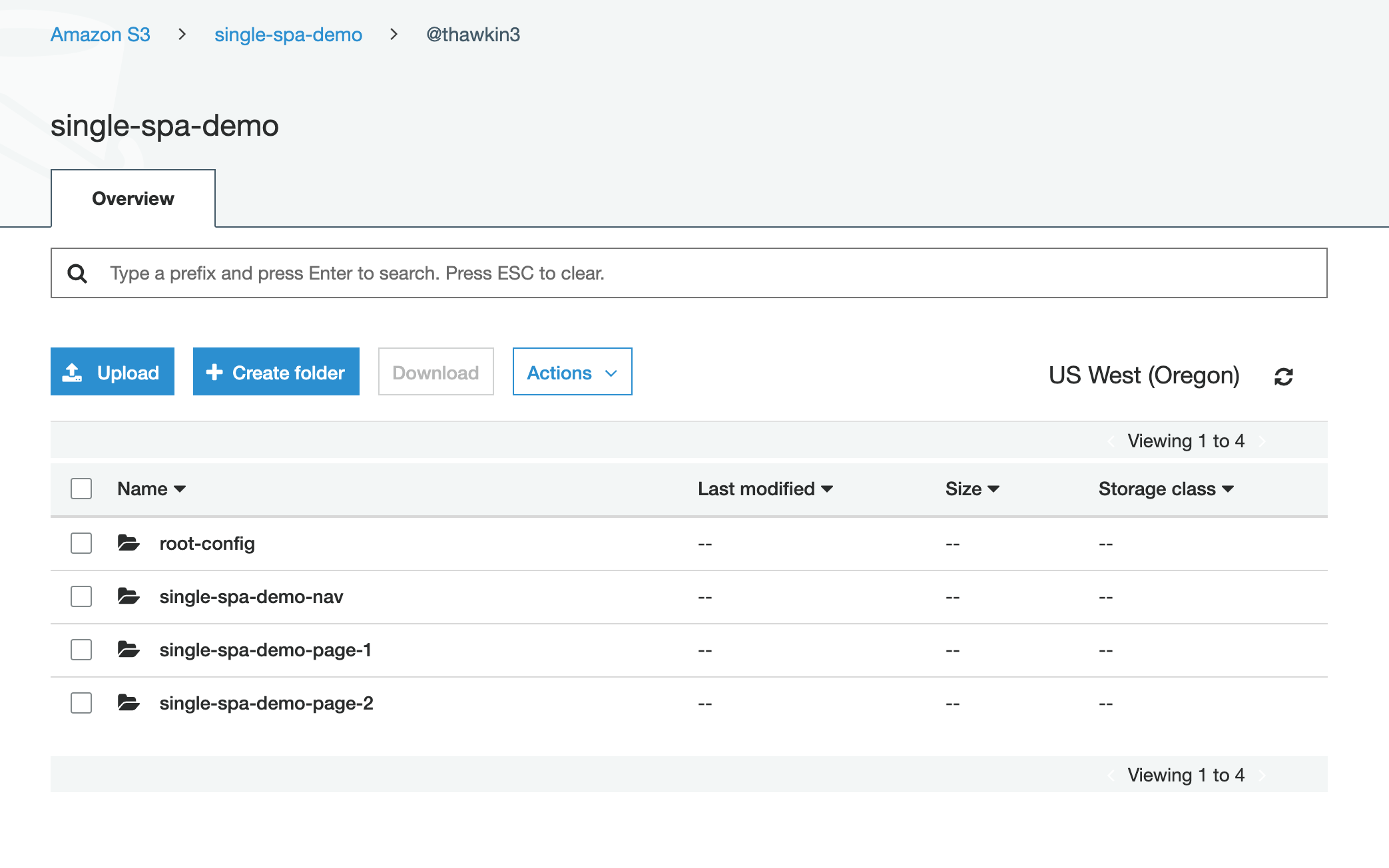 Four directories in S3 bucket