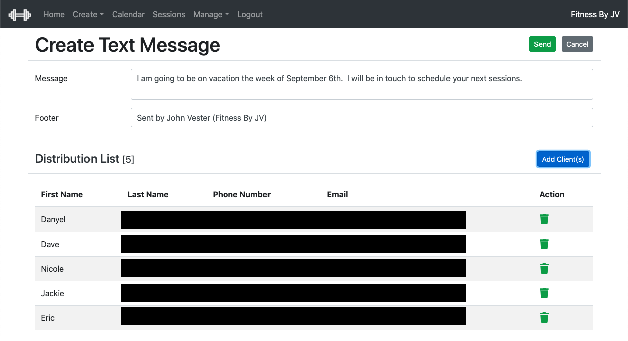 Creating a test message